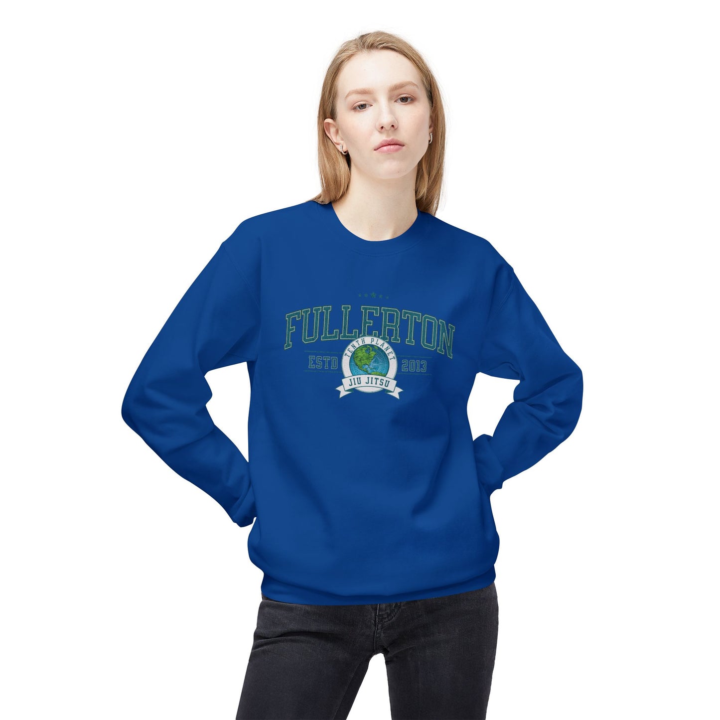 10p Fullerton College Blue font Crewneck Sweatshirt