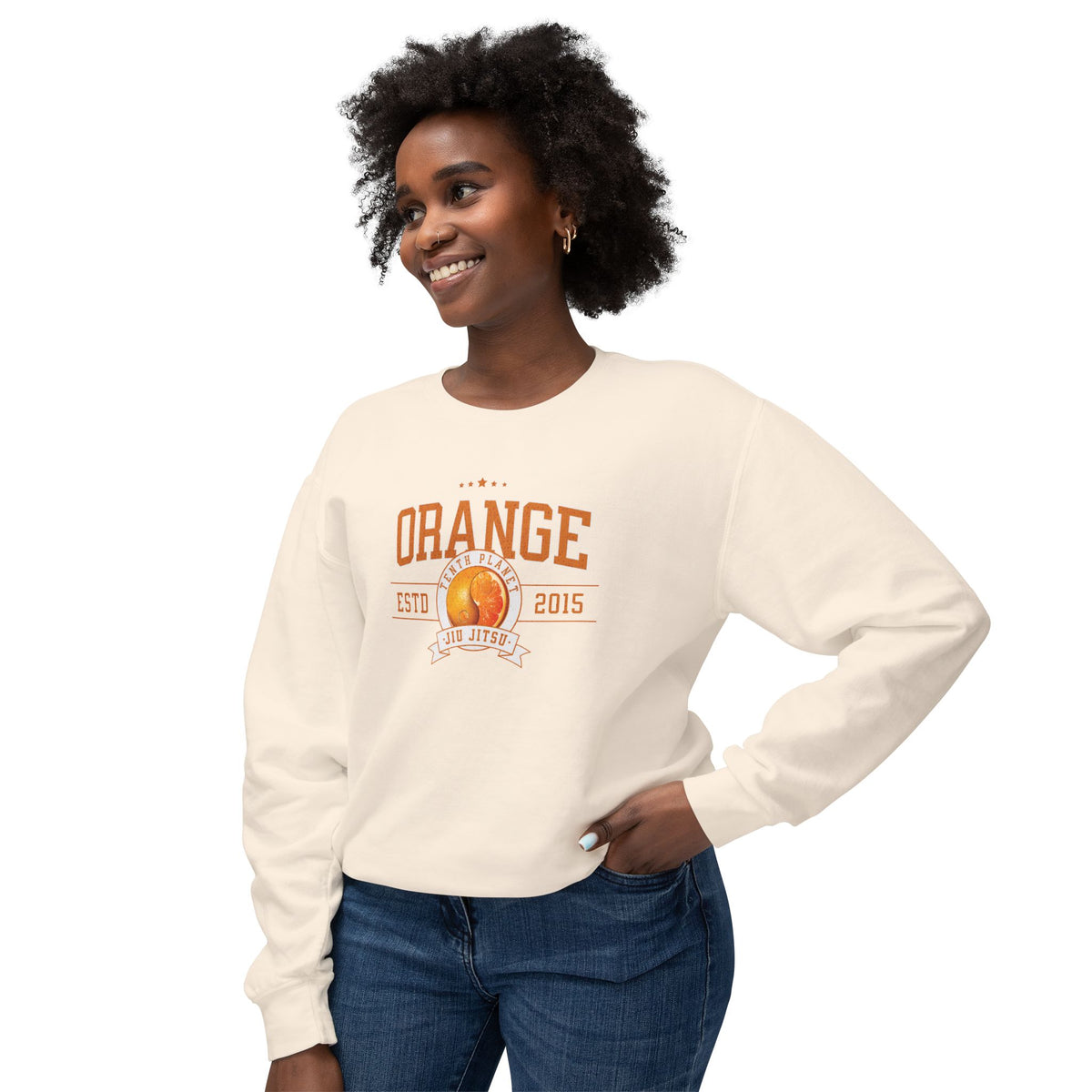 10p Orange College Lightweight Crewneck Sweatshirt