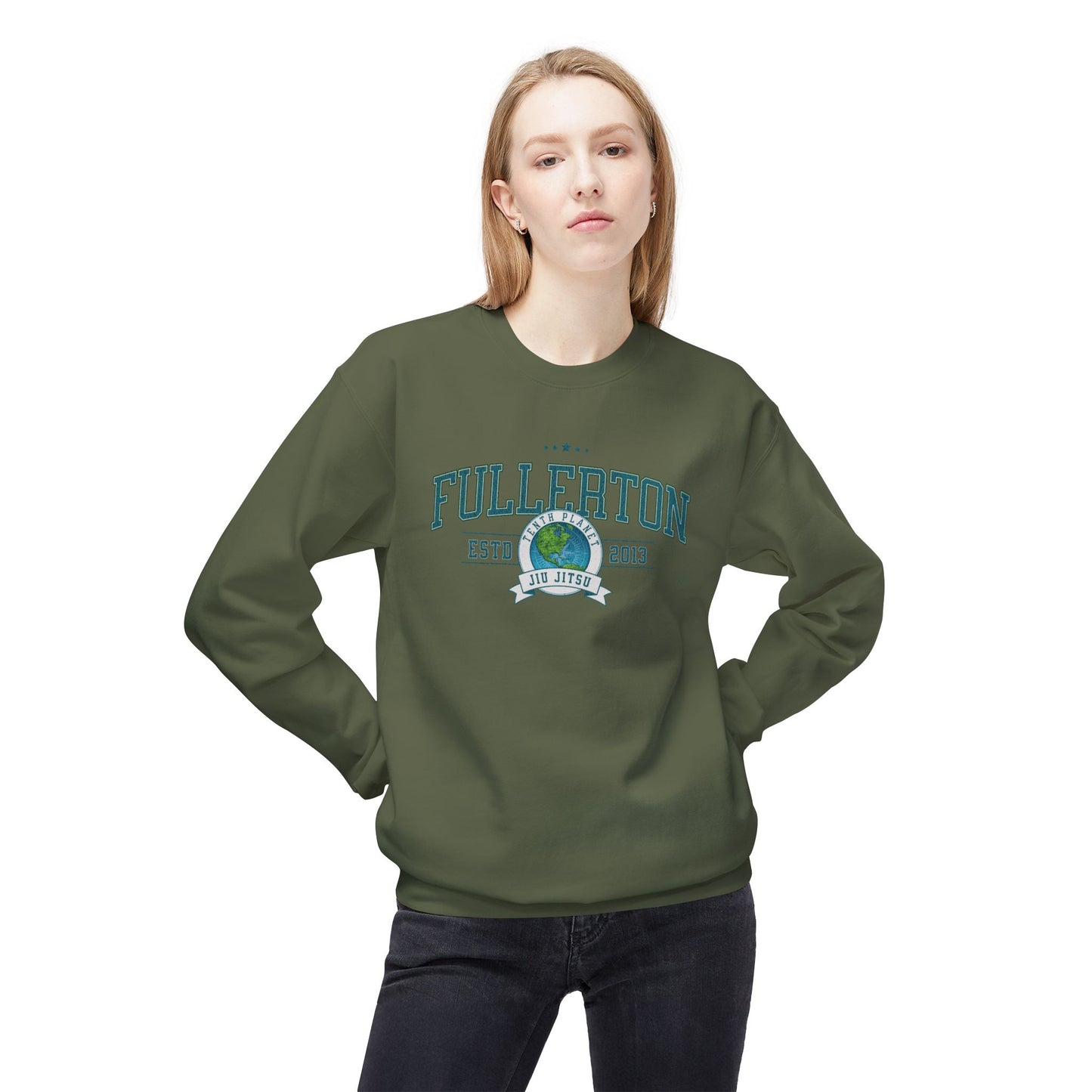 10p Fullerton College Blue font Crewneck Sweatshirt