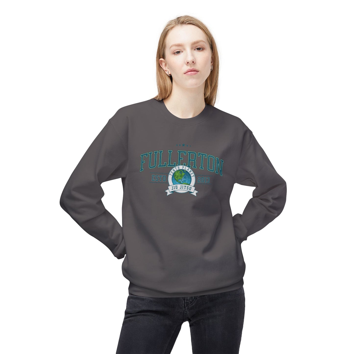 10p Fullerton College Blue font Crewneck Sweatshirt