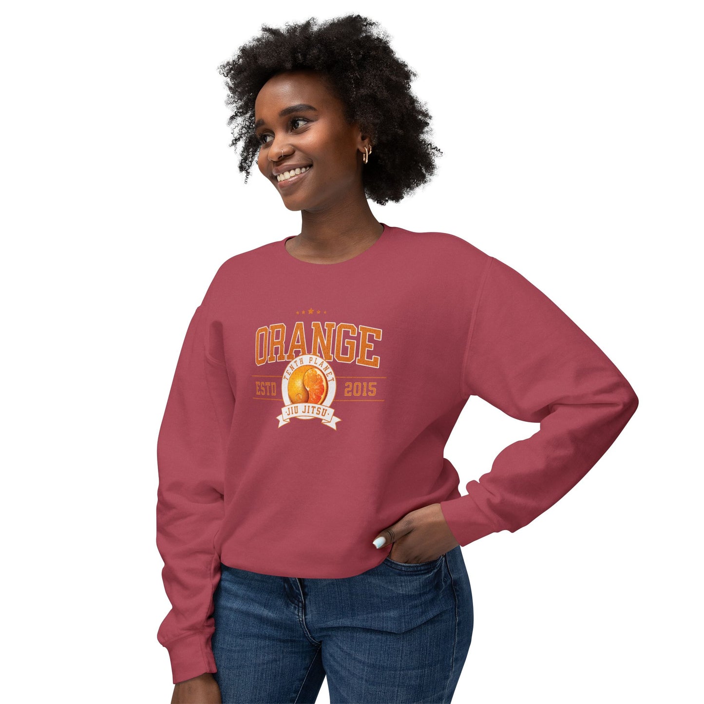 10p Orange College Lightweight Crewneck Sweatshirt