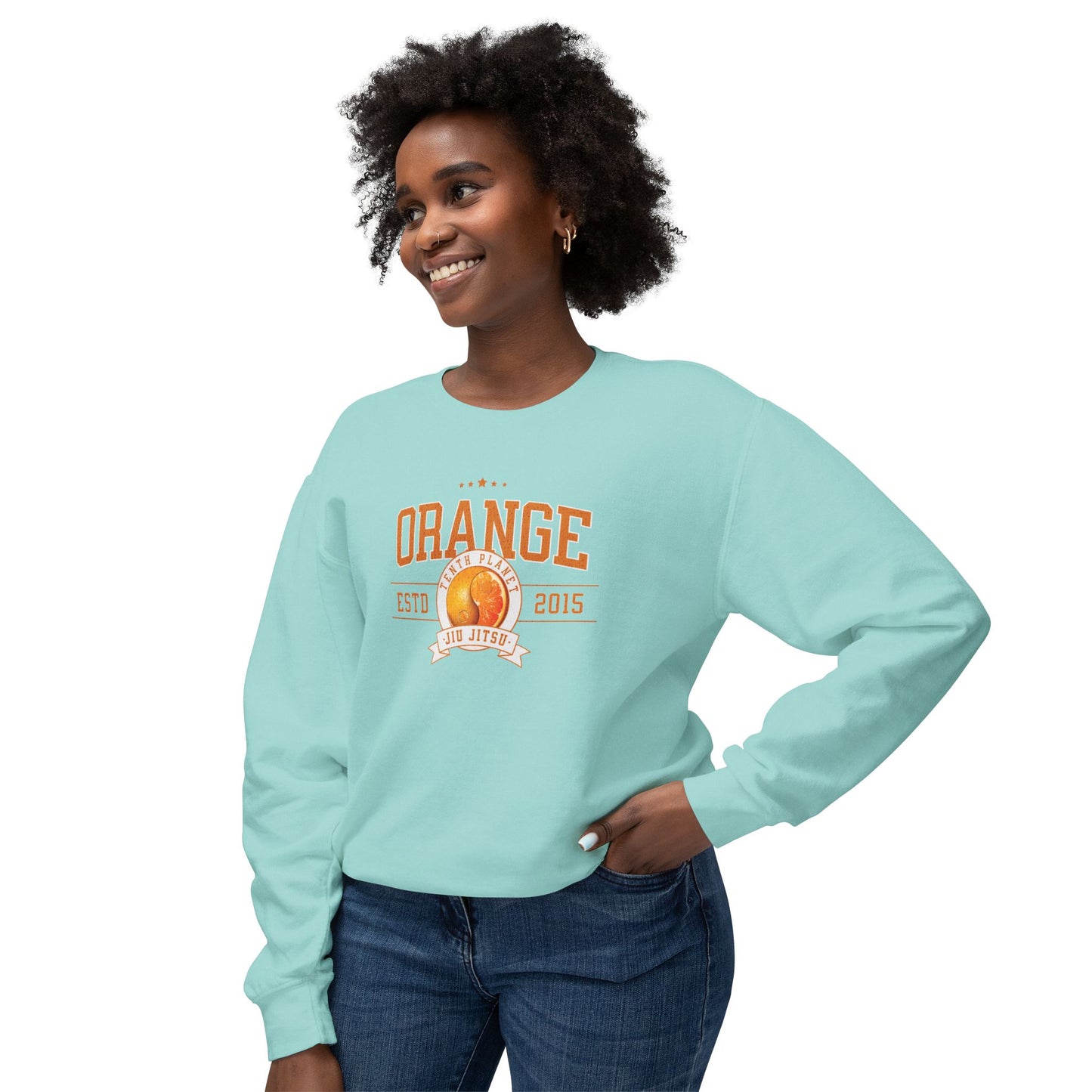 10p Orange College Lightweight Crewneck Sweatshirt
